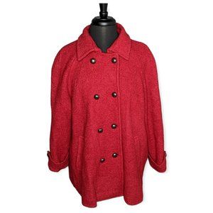 Brick Red Wool Blend A-Line Jacket EUC, L, Linea by Louis